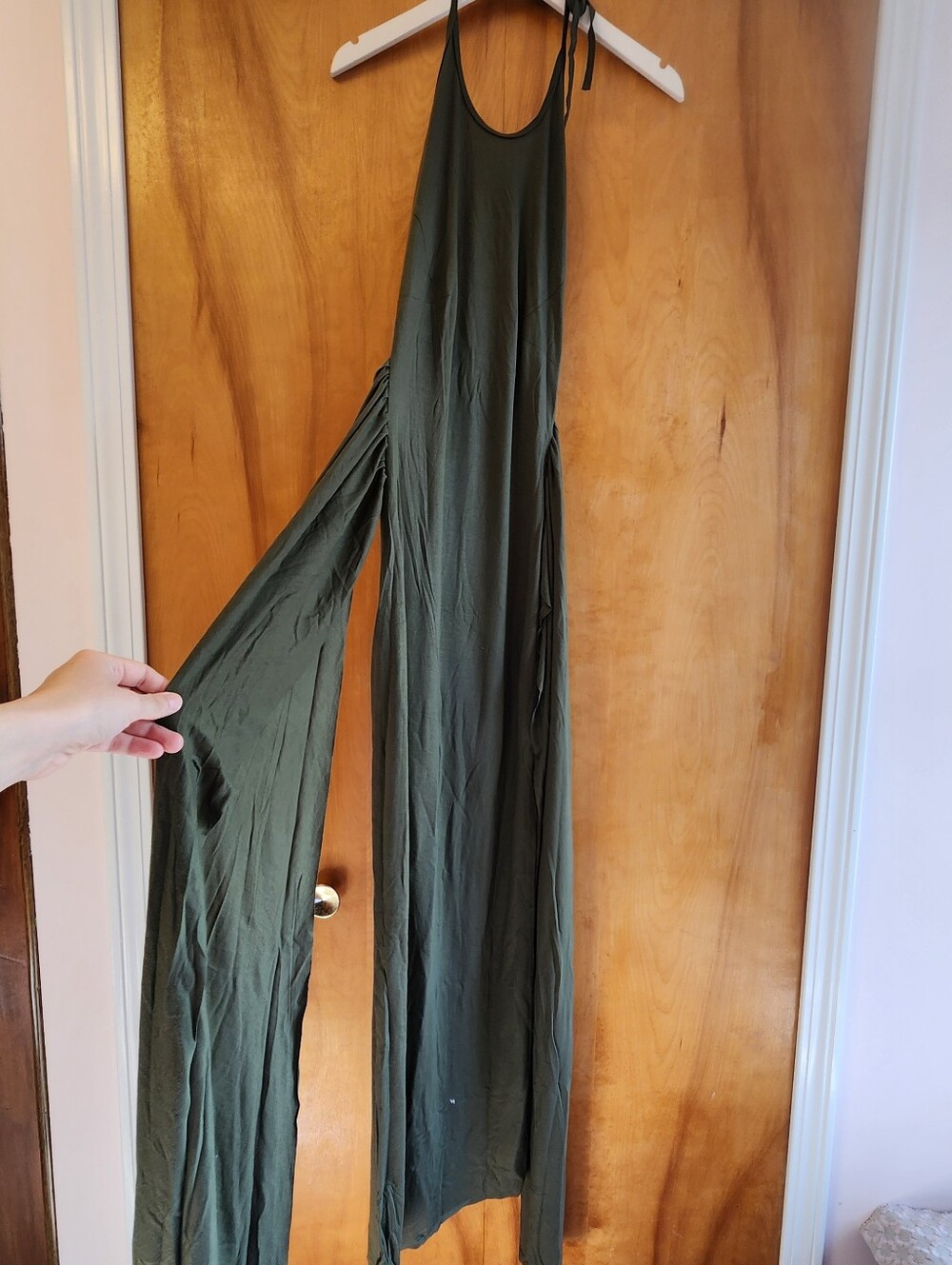Clothing Atelier Women's Olive Green Tie Front Midi Halter Dress, Size S, NWT